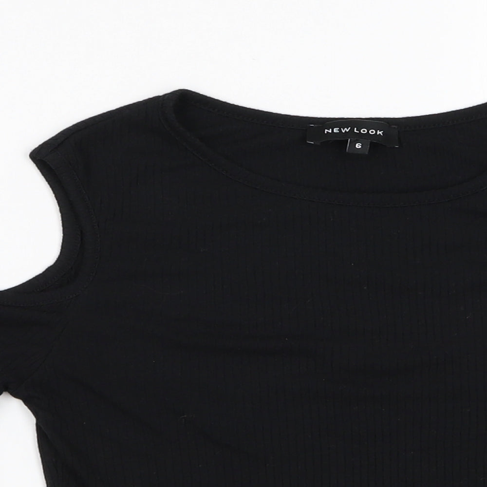New Look Womens Black   Basic T-Shirt Size 6  - Cut out shoulders
