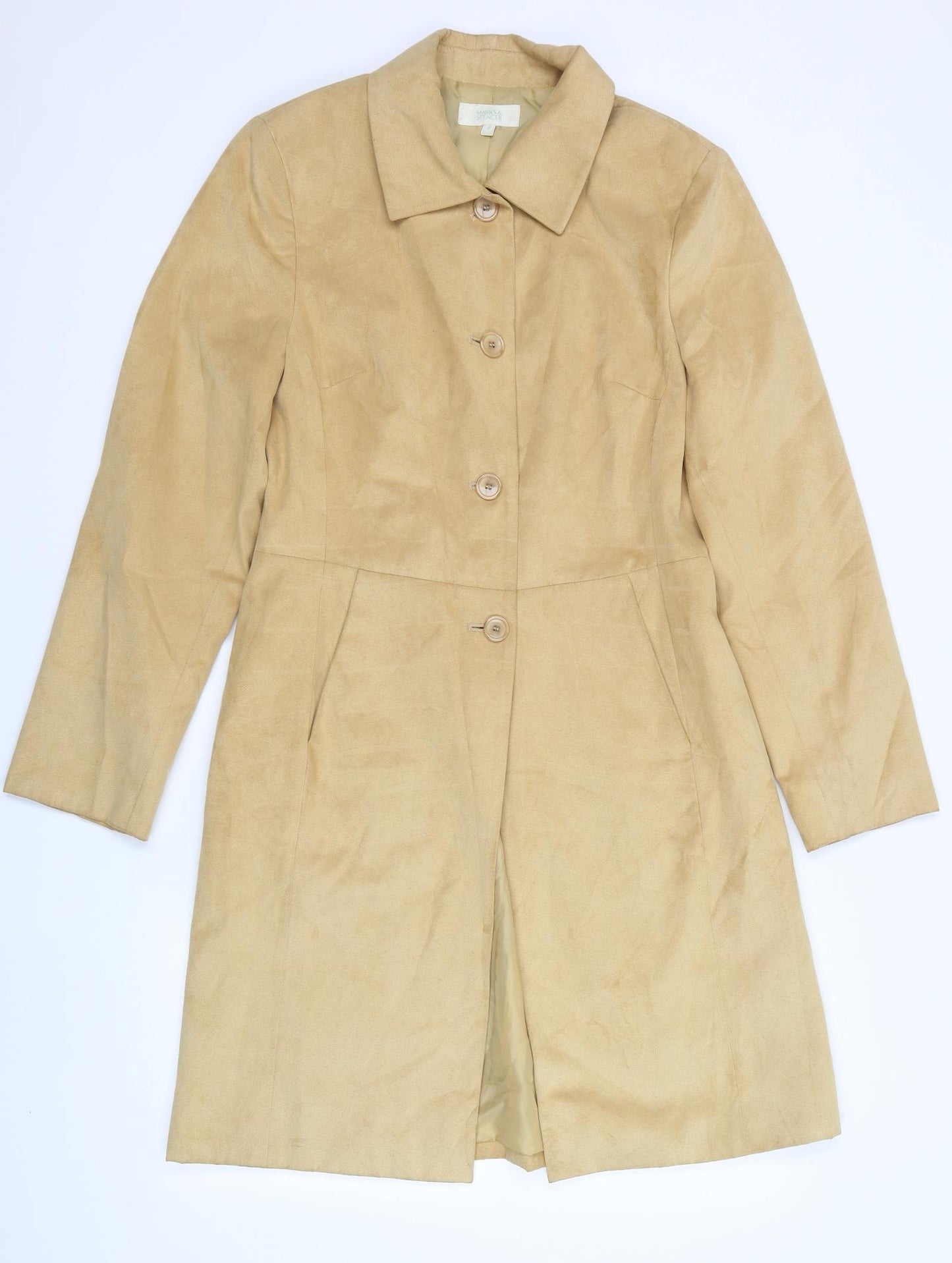 Marks and Spencer Womens Brown   Overcoat Coat Size 10  - Suede Effect