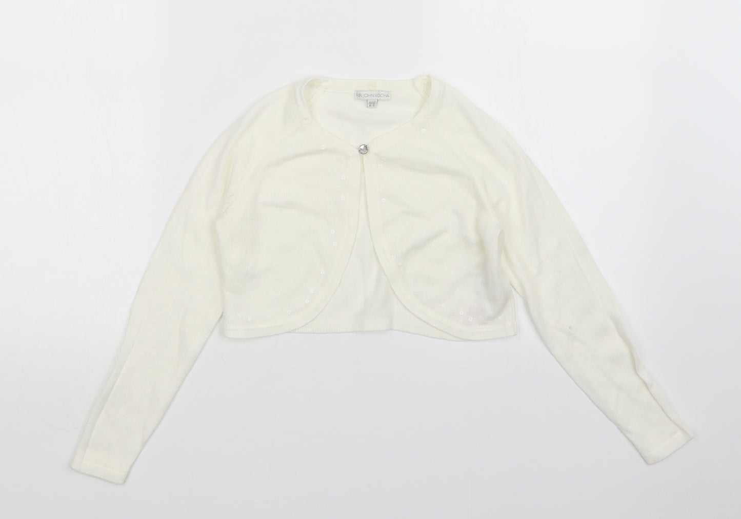 John Rocha Girls White   Cardigan Jumper Size 8-9 Years