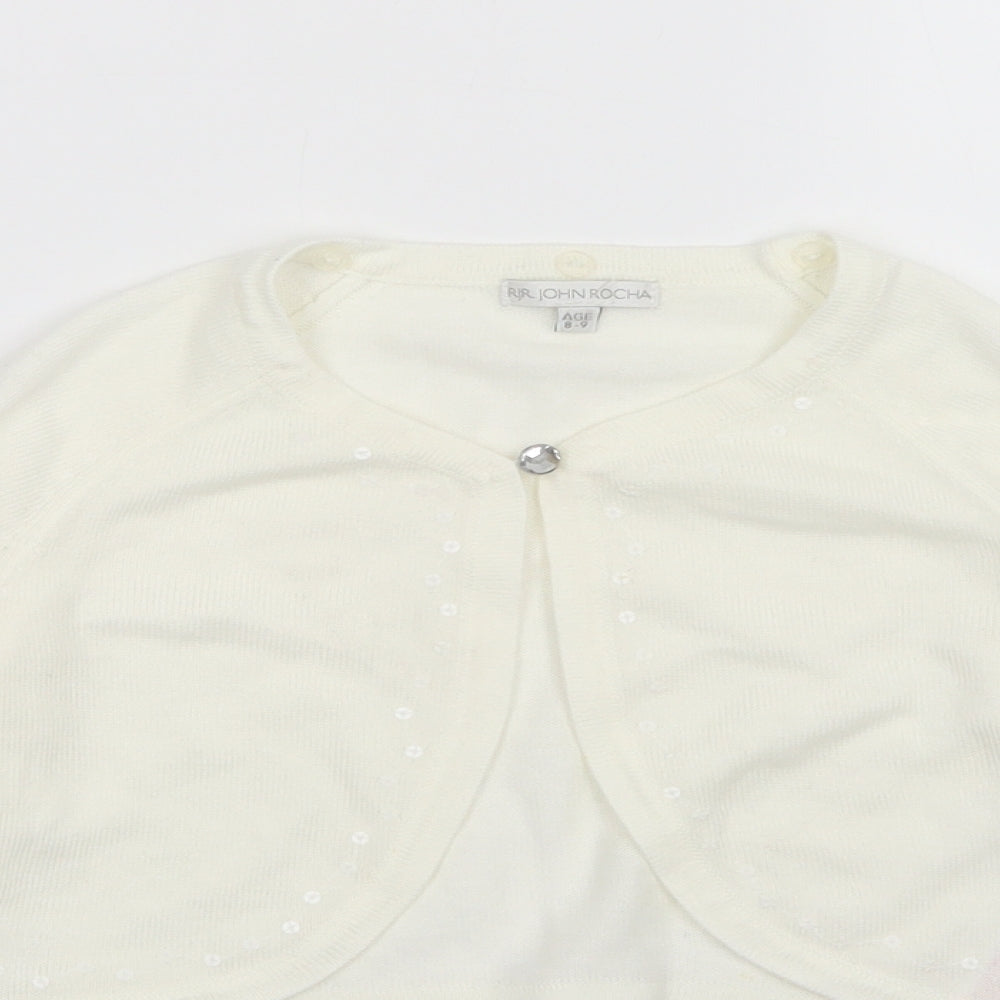 John Rocha Girls White   Cardigan Jumper Size 8-9 Years