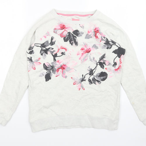 Joules Womens Grey Floral  Pullover Sweatshirt Size 10