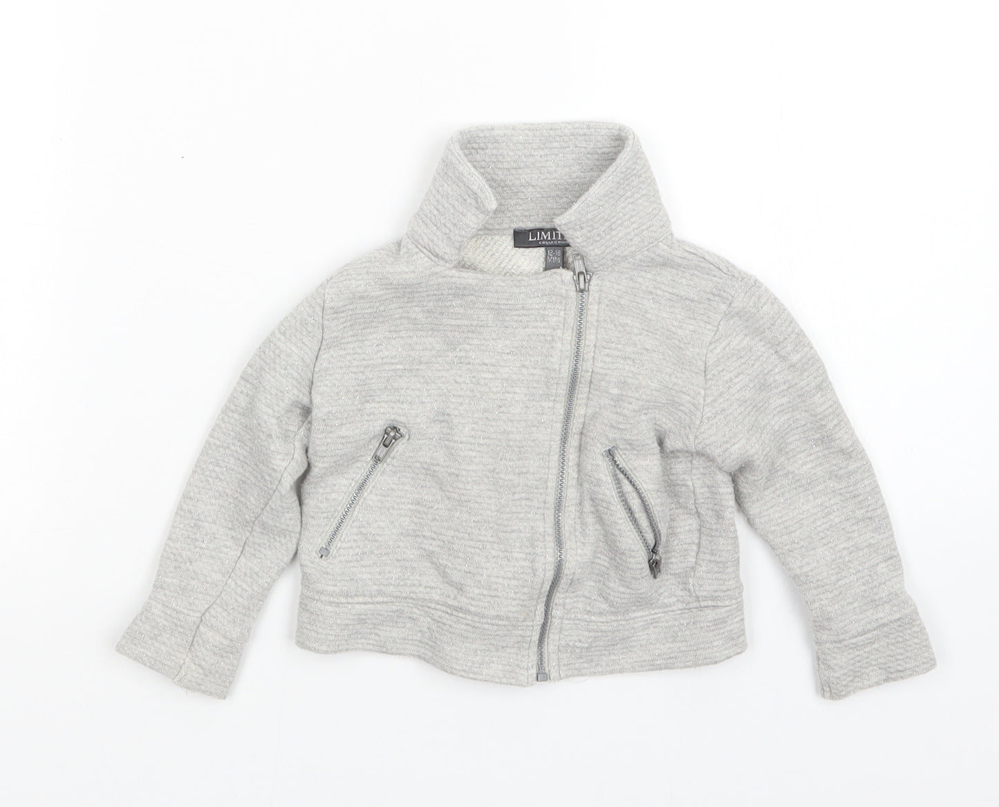 M&S Boys Grey   Full Zip Jumper Size 12-18 Months