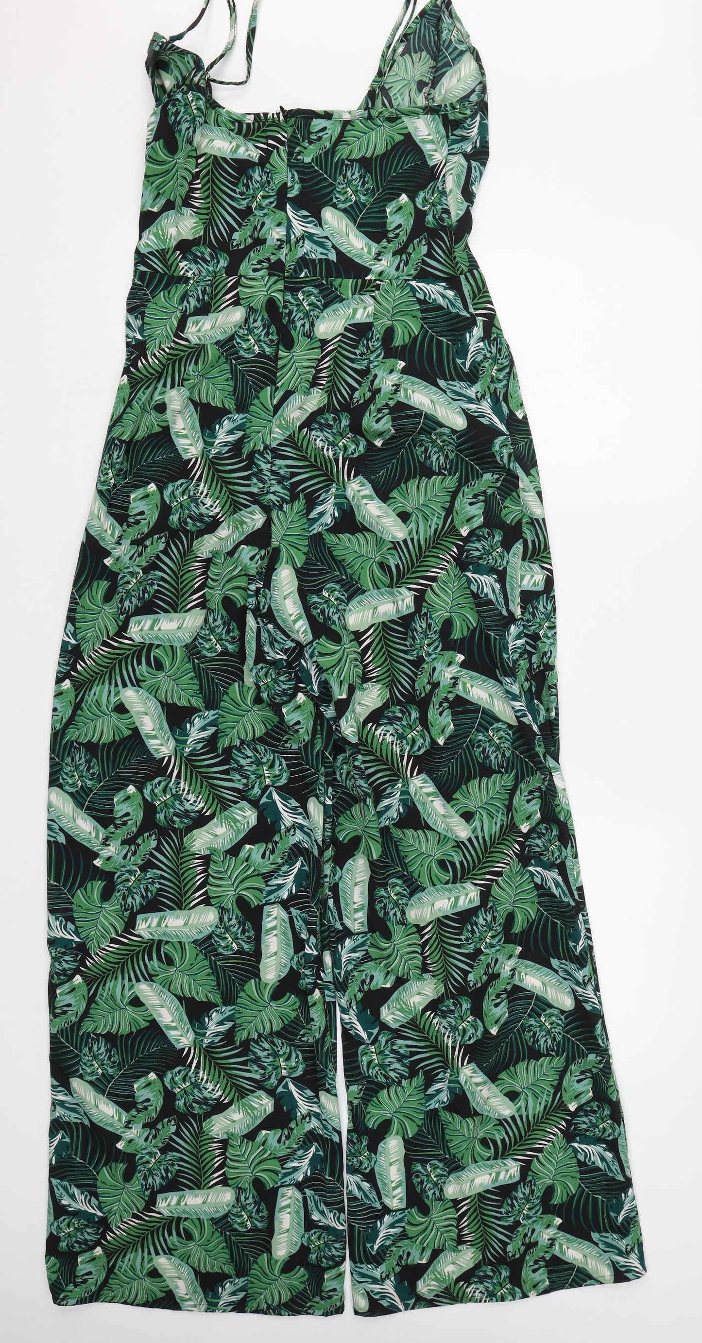 Boohoo Womens Green Floral  Jumpsuit One-Piece Size 12