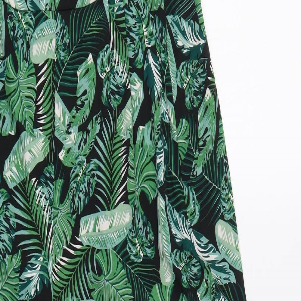 Boohoo Womens Green Floral  Jumpsuit One-Piece Size 12