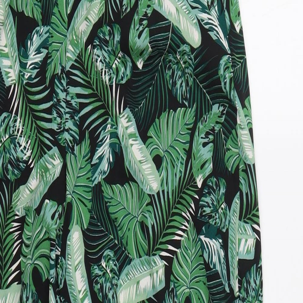 Boohoo Womens Green Floral  Jumpsuit One-Piece Size 12