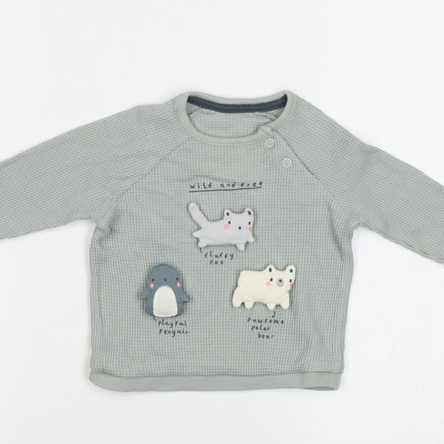 George Baby Green   Basic T-Shirt Size 3-6 Months  - Animals