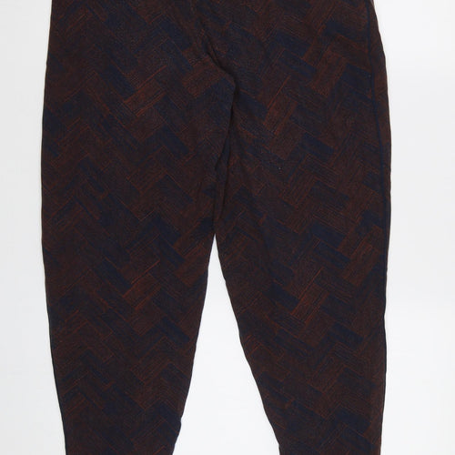 NEXT Womens Brown Geometric  Harem Trousers Size 14 L27 in - Elastic Waist Band