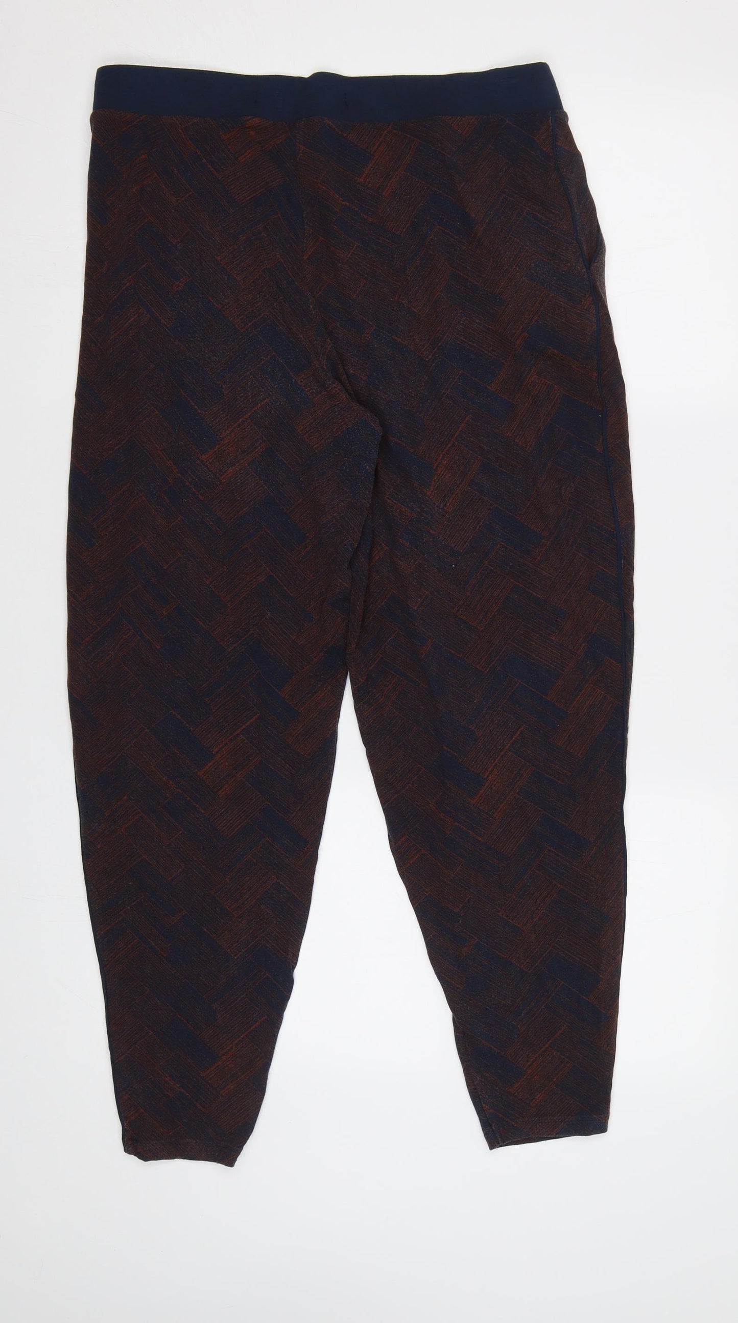 NEXT Womens Brown Geometric  Harem Trousers Size 14 L27 in - Elastic Waist Band