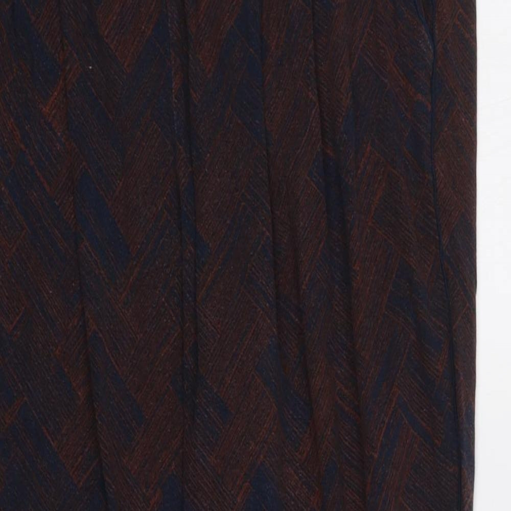 NEXT Womens Brown Geometric  Harem Trousers Size 14 L27 in - Elastic Waist Band