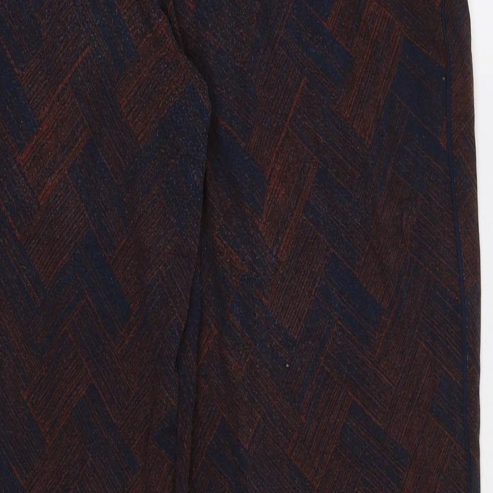 NEXT Womens Brown Geometric  Harem Trousers Size 14 L27 in - Elastic Waist Band