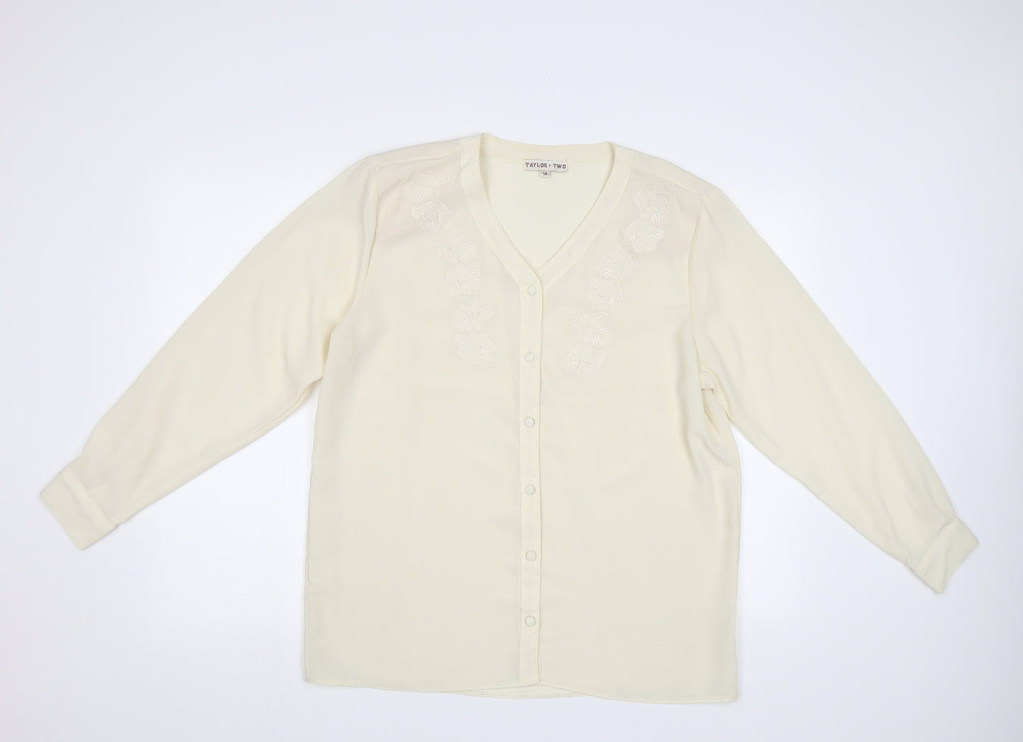 Taylor X Two Womens Ivory Floral  Basic Blouse Size 14