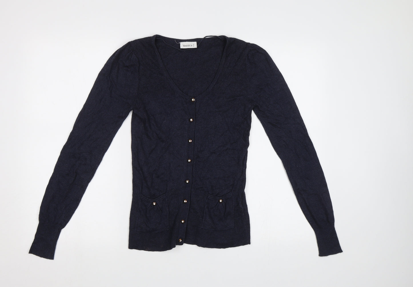 Yessica Womens Blue  Knit Cardigan Jumper Size XS