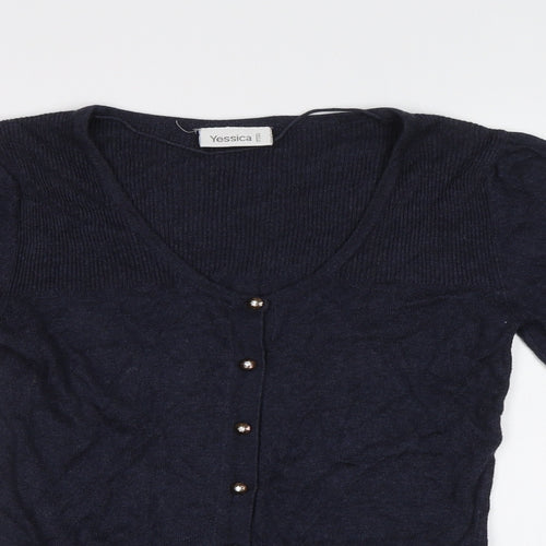 Yessica Womens Blue  Knit Cardigan Jumper Size XS
