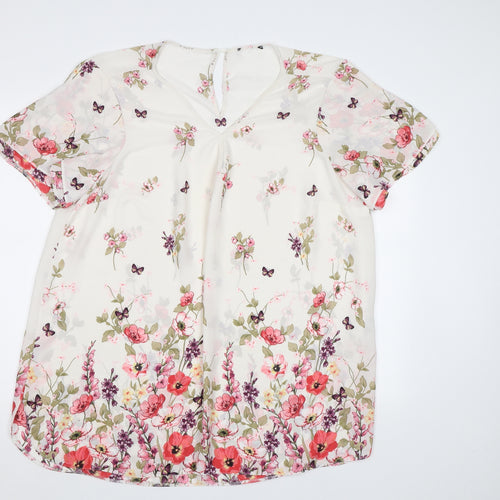 New Look Womens White Floral  Basic Blouse Size 24