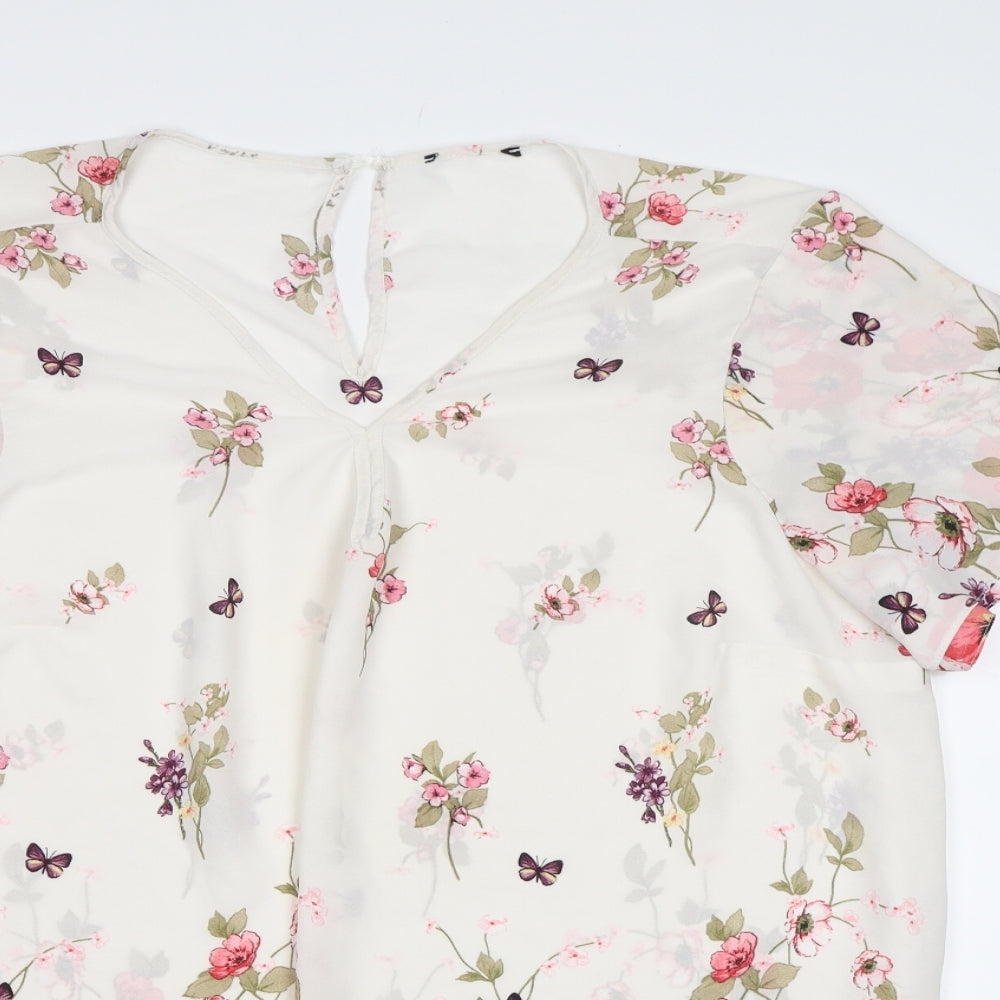 New Look Womens White Floral  Basic Blouse Size 24