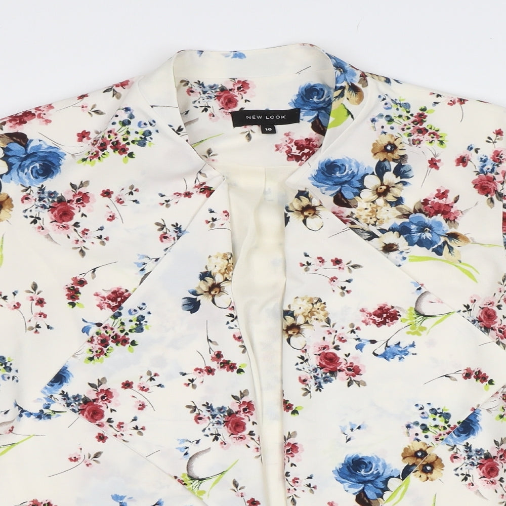 New Look Womens White Floral  Jacket Blazer Size 10