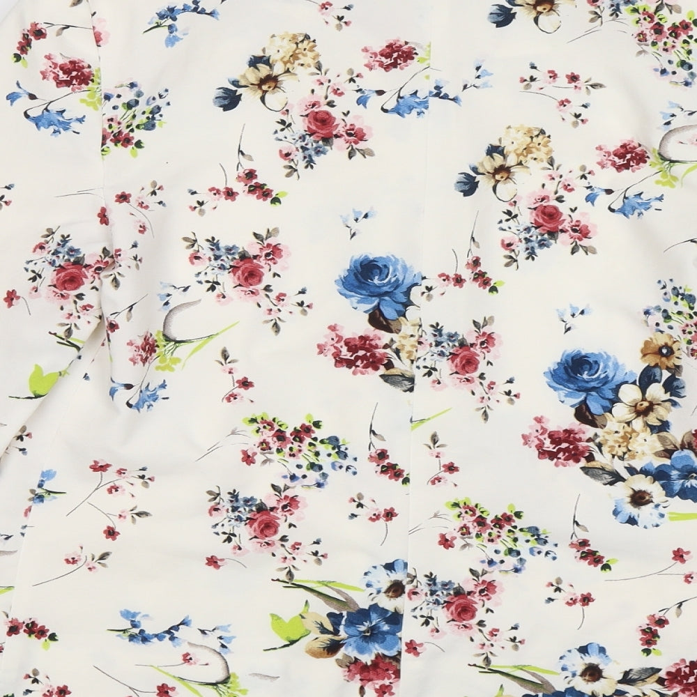 New Look Womens White Floral  Jacket Blazer Size 10