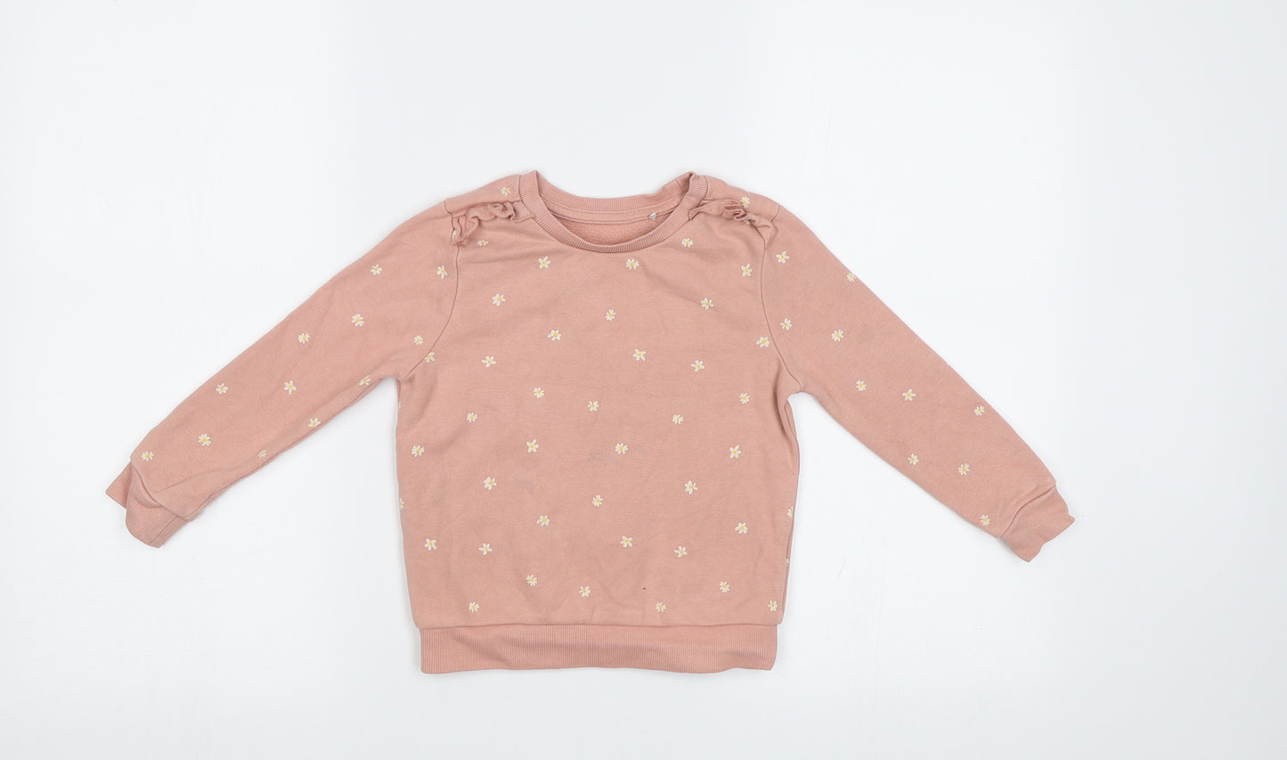 George Girls Pink Floral  Pullover Sweatshirt Size 3-4 Years