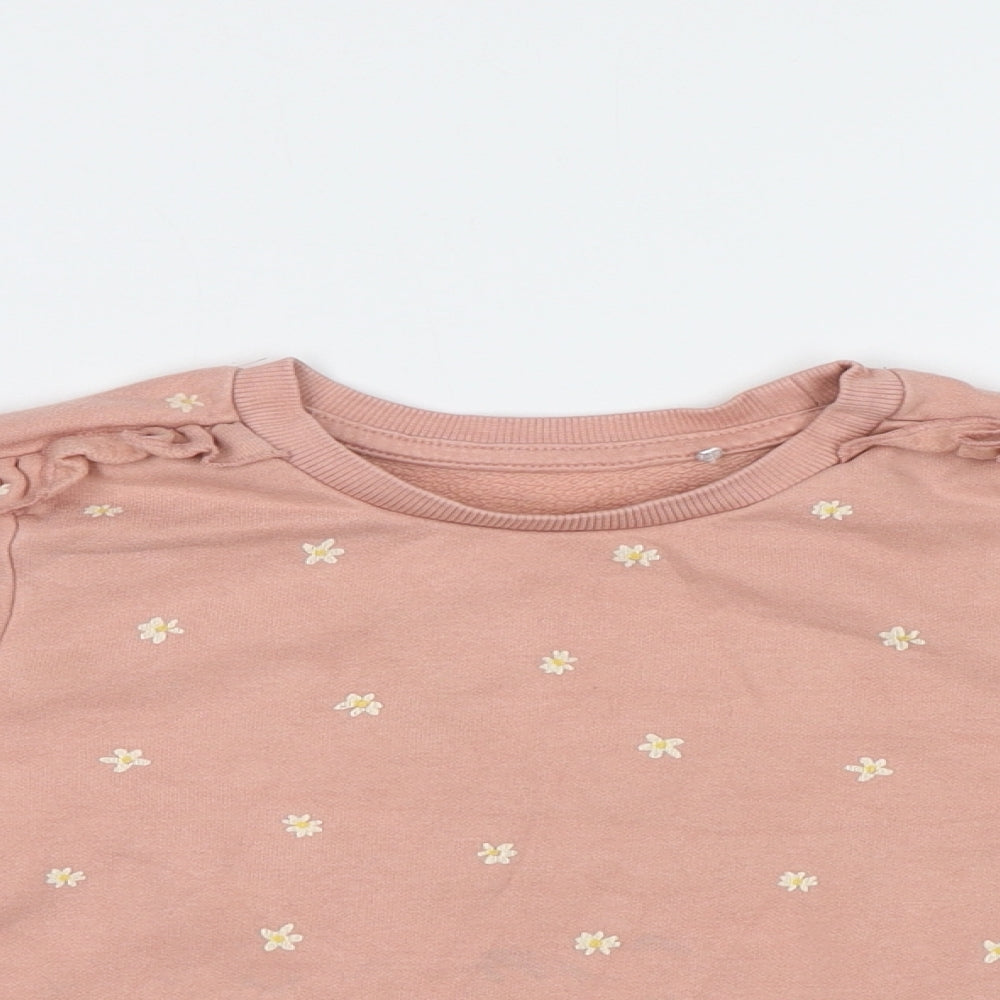 George Girls Pink Floral  Pullover Sweatshirt Size 3-4 Years
