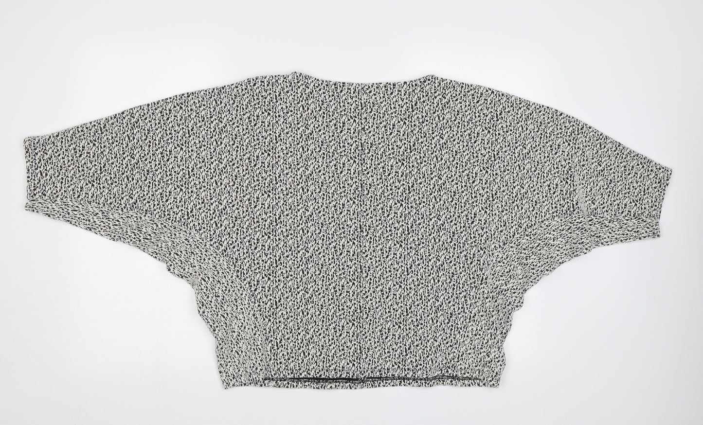 Zara Womens White Geometric  Henley Jumper Size M  - Sequin Detail, Embellished