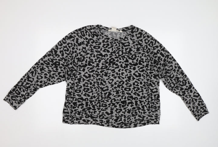 H&M Womens Grey Animal Print  Basic Blouse Size M