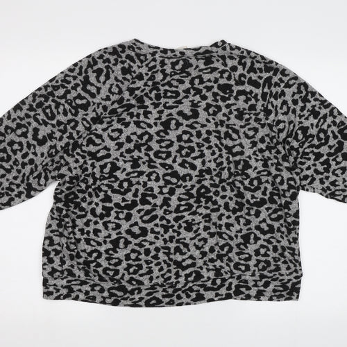H&M Womens Grey Animal Print  Basic Blouse Size M