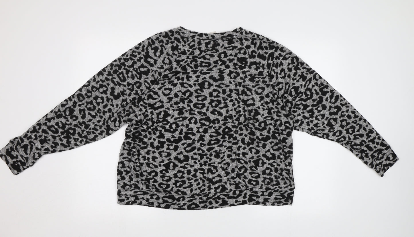 H&M Womens Grey Animal Print  Basic Blouse Size M