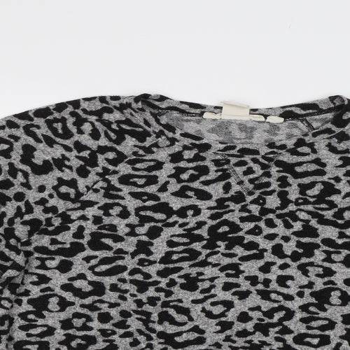 H&M Womens Grey Animal Print  Basic Blouse Size M