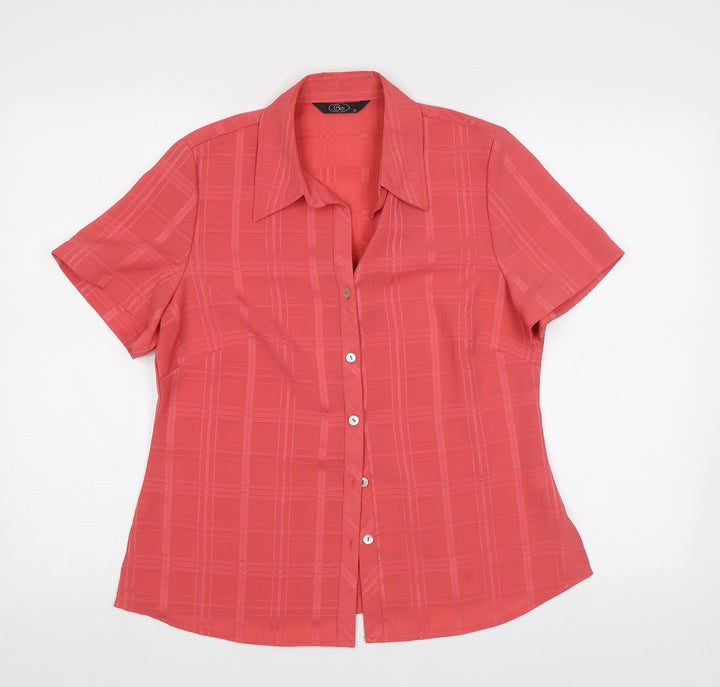 BM Womens Pink Check  Basic Button-Up Size 12