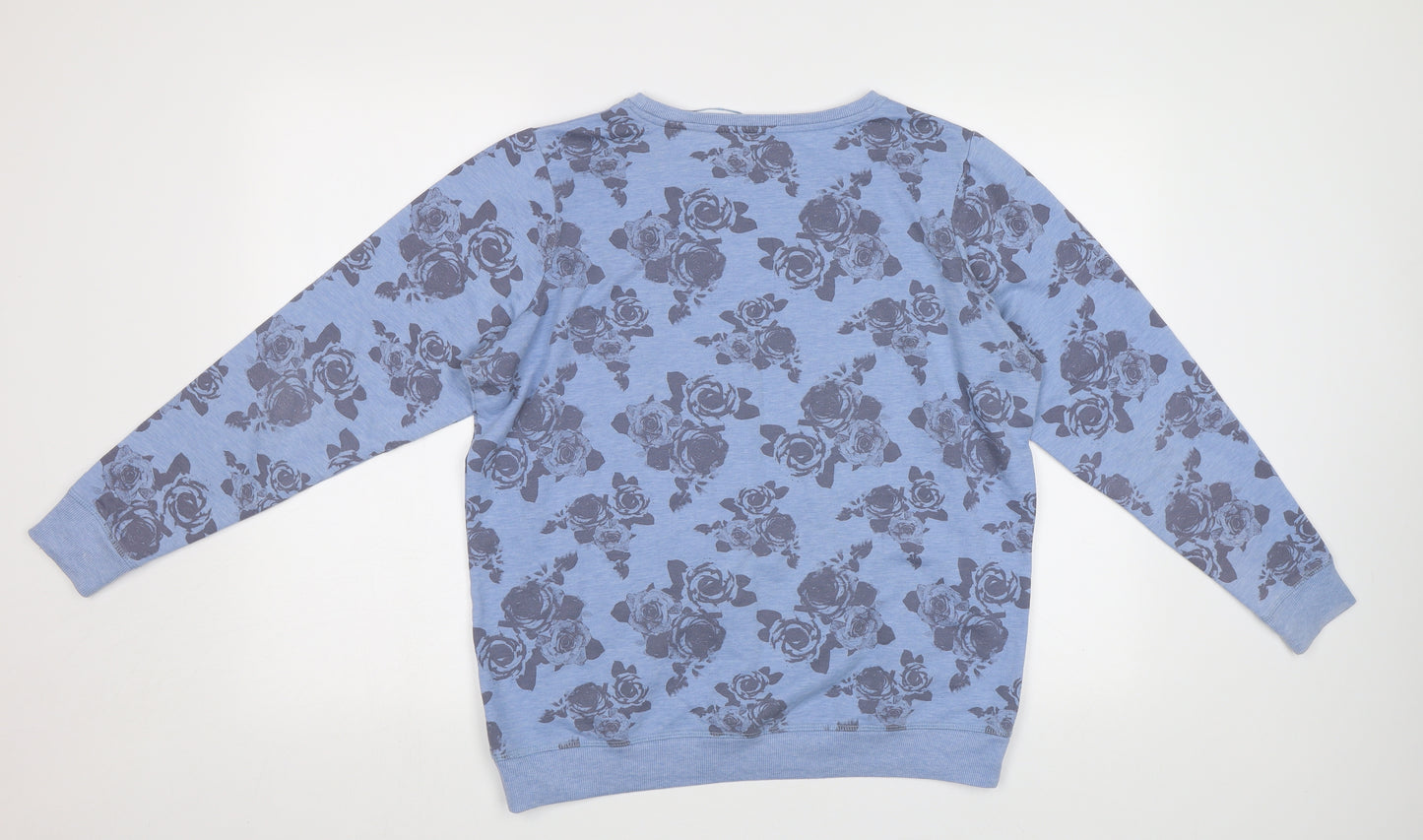 George Womens Blue Floral  Pullover Sweatshirt Size 14