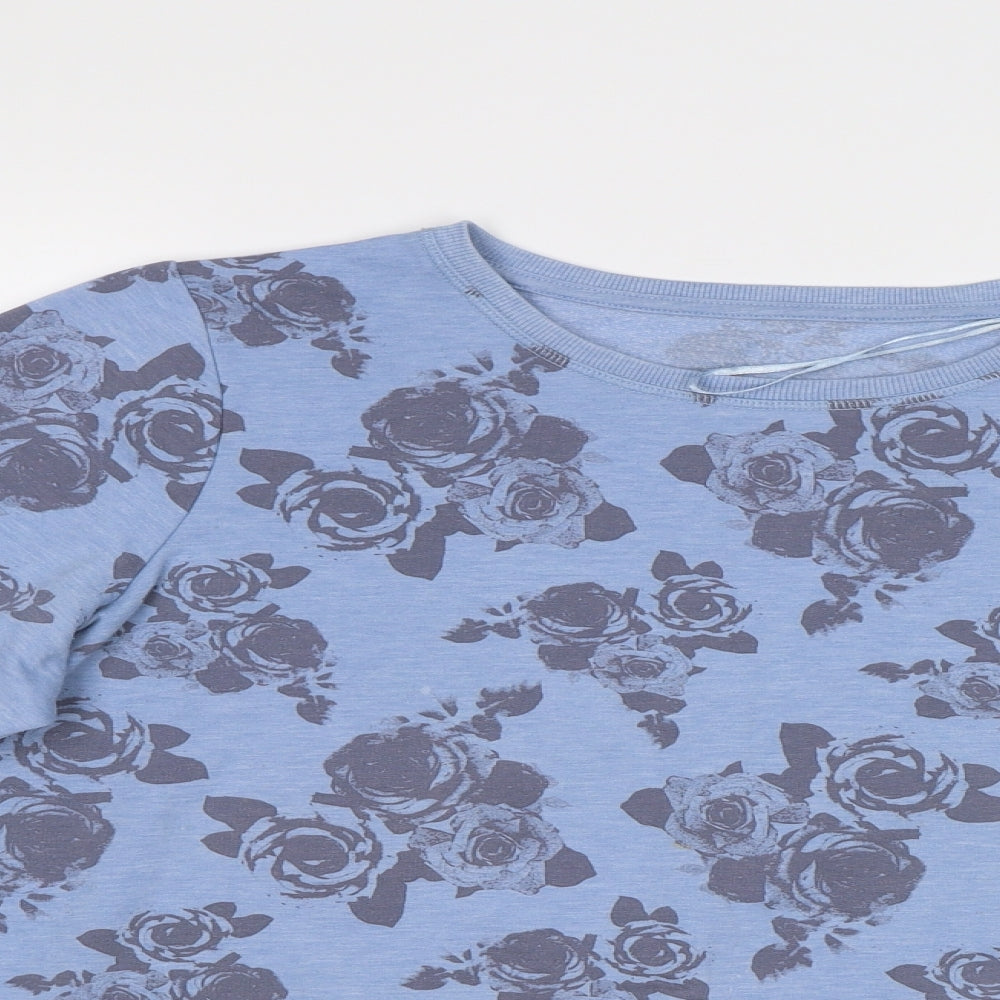 George Womens Blue Floral  Pullover Sweatshirt Size 14