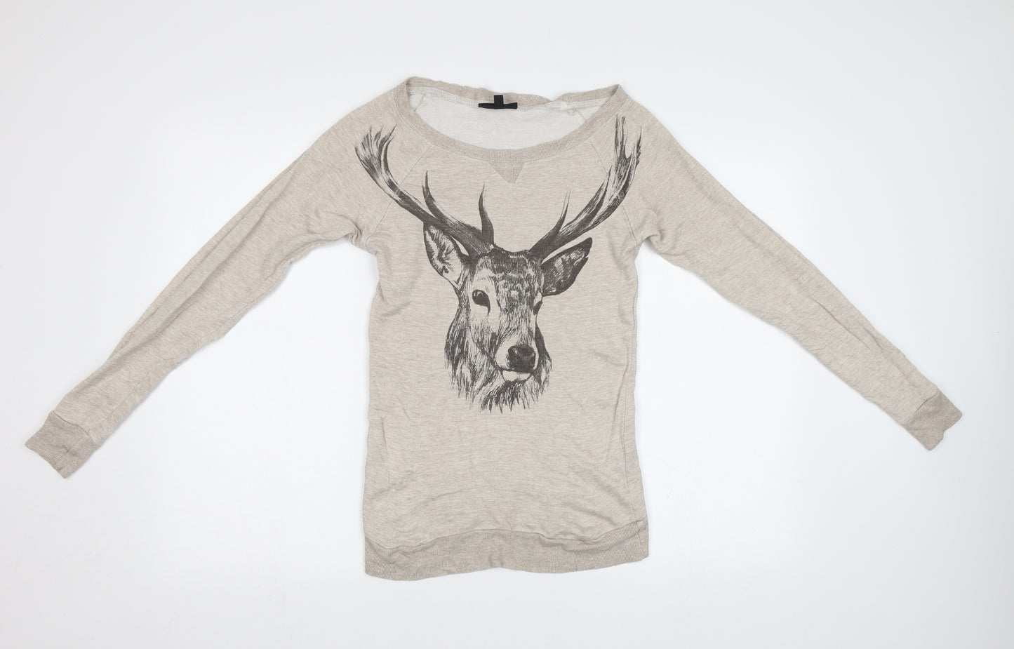 Warehouse Womens Beige   Henley Sweatshirt Size 6  - Stag
