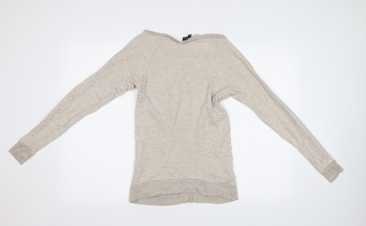 Warehouse Womens Beige   Henley Sweatshirt Size 6  - Stag