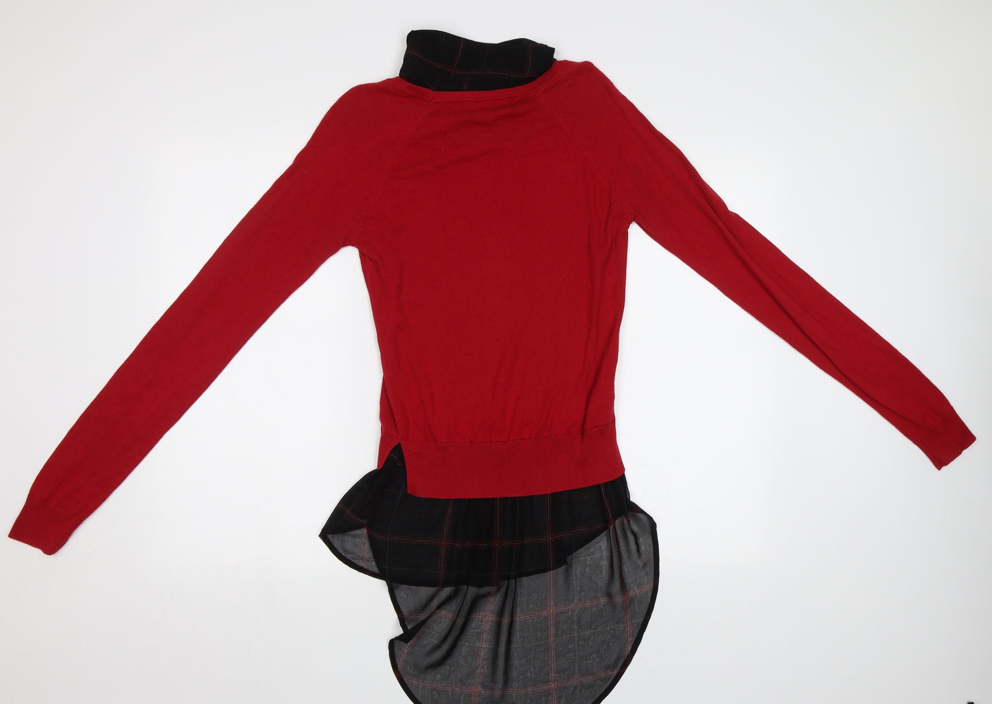 NEXT Womens Red Check  Pullover Jumper Size 6