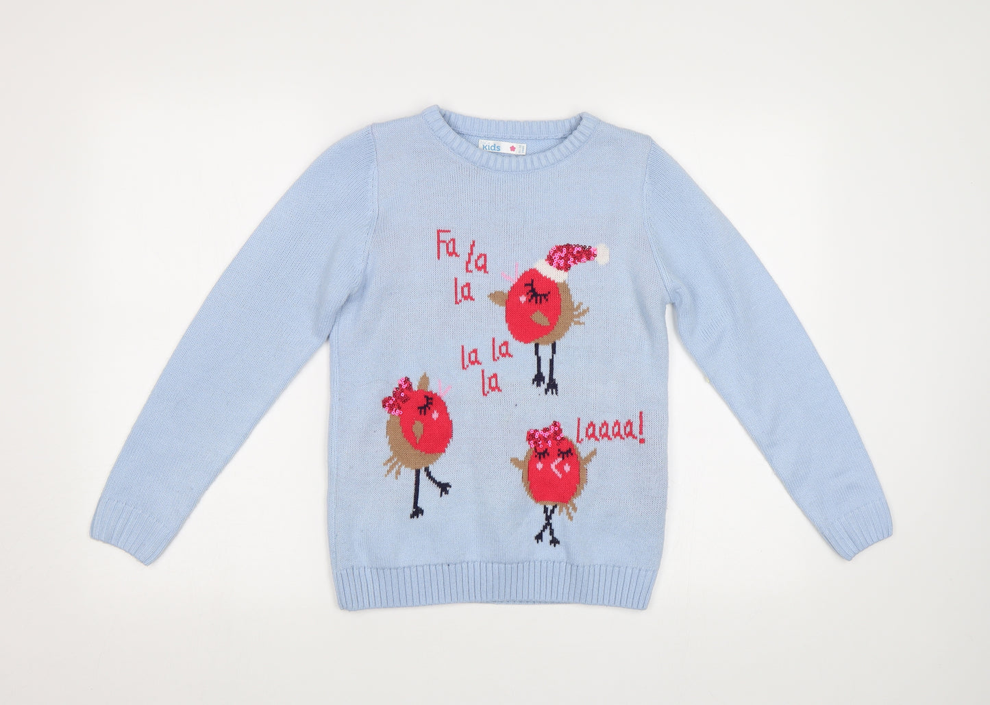 M&Co Girls Blue   Pullover Jumper Size 11 Years  - Xmas jumper