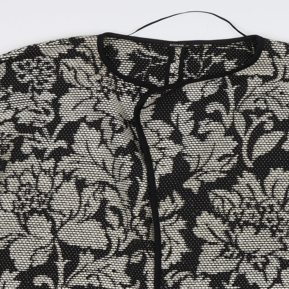 Roman Womens Black Floral  Jacket Blazer Size 20
