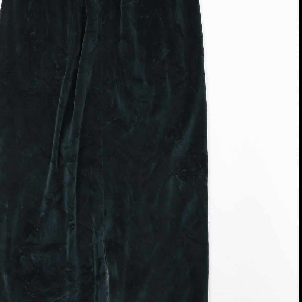 Adini Womens Green  Velvet Maxi Skirt Size M