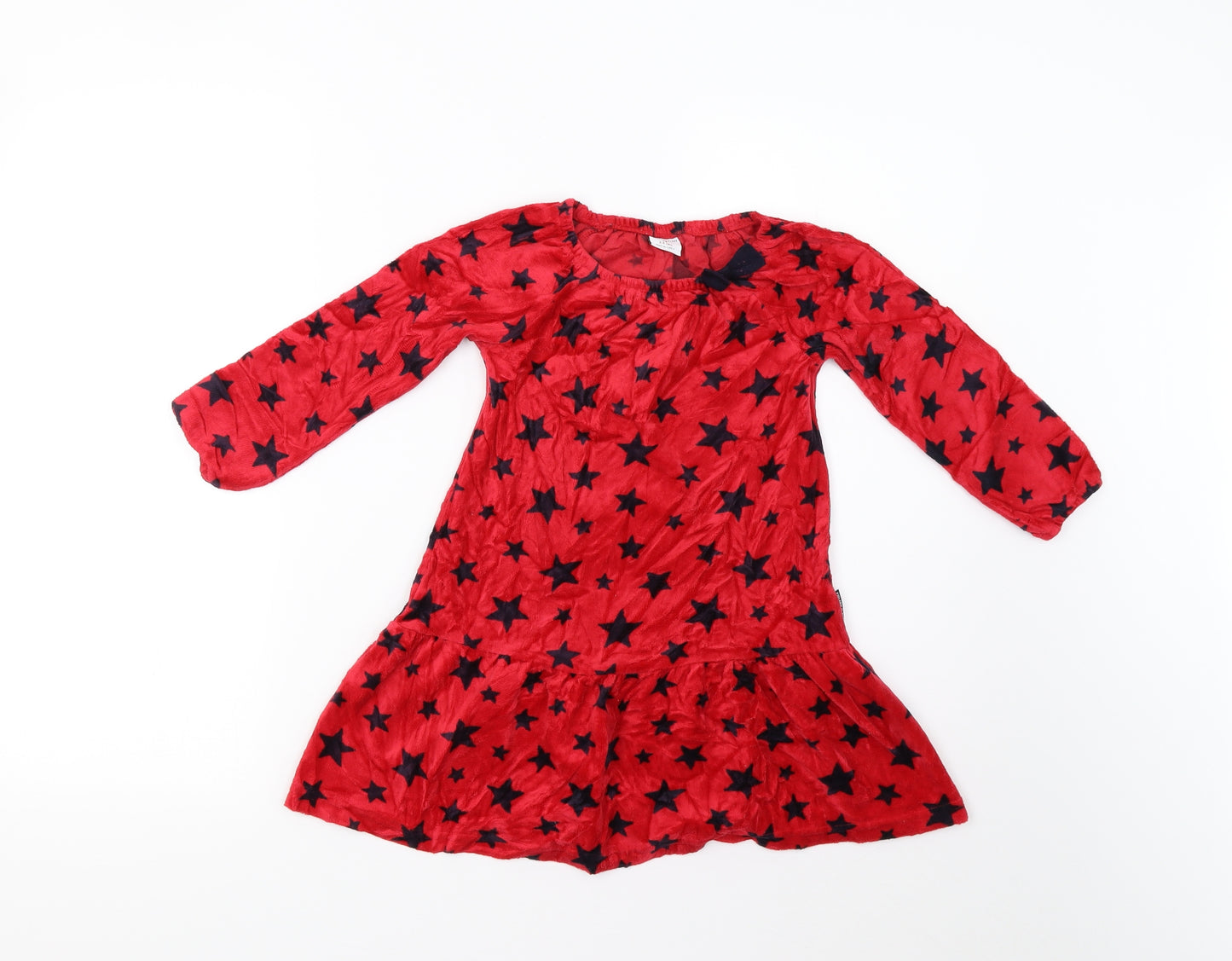 Polarn Girls Red  Velour Fit & Flare  Size 2-3 Years