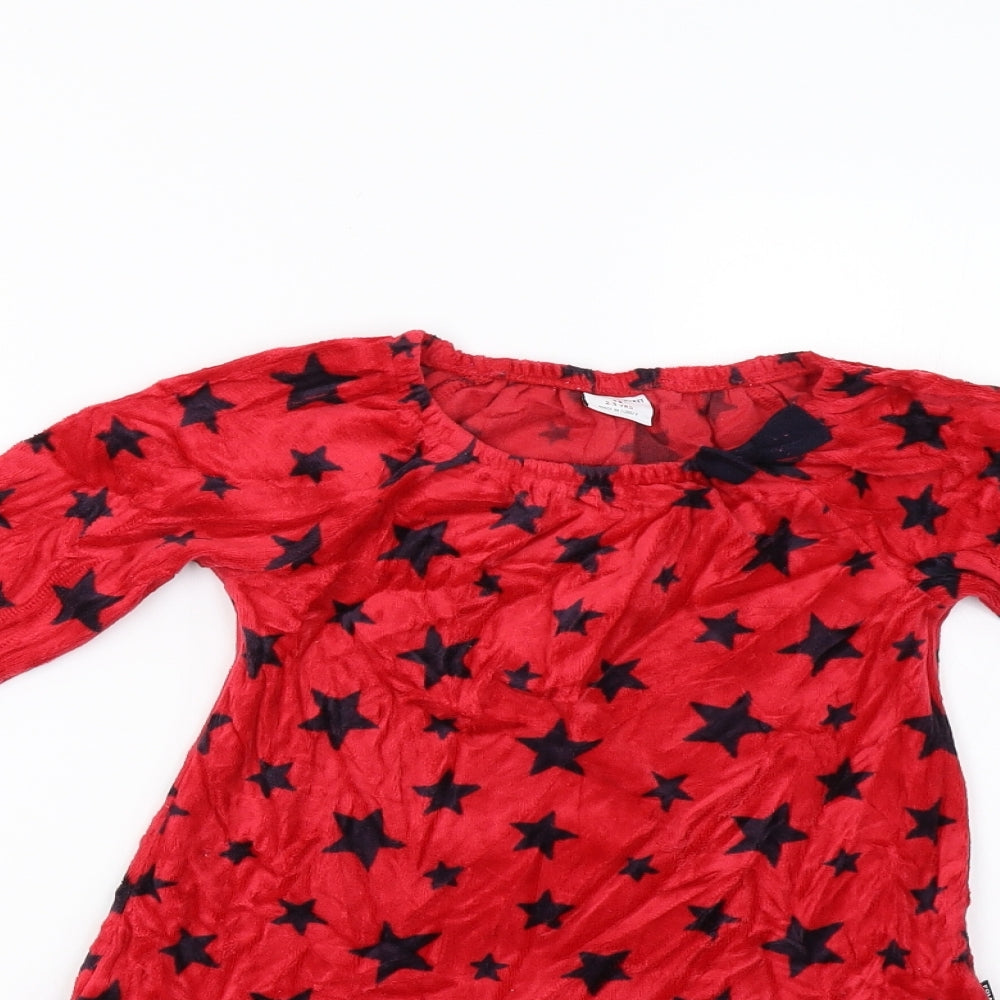 Polarn Girls Red  Velour Fit & Flare  Size 2-3 Years