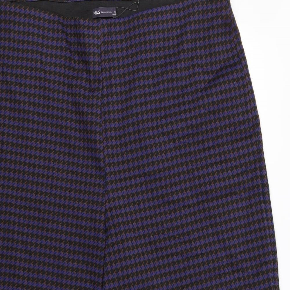 M&S Womens Blue Houndstooth  Trousers  Size 22 L25 in
