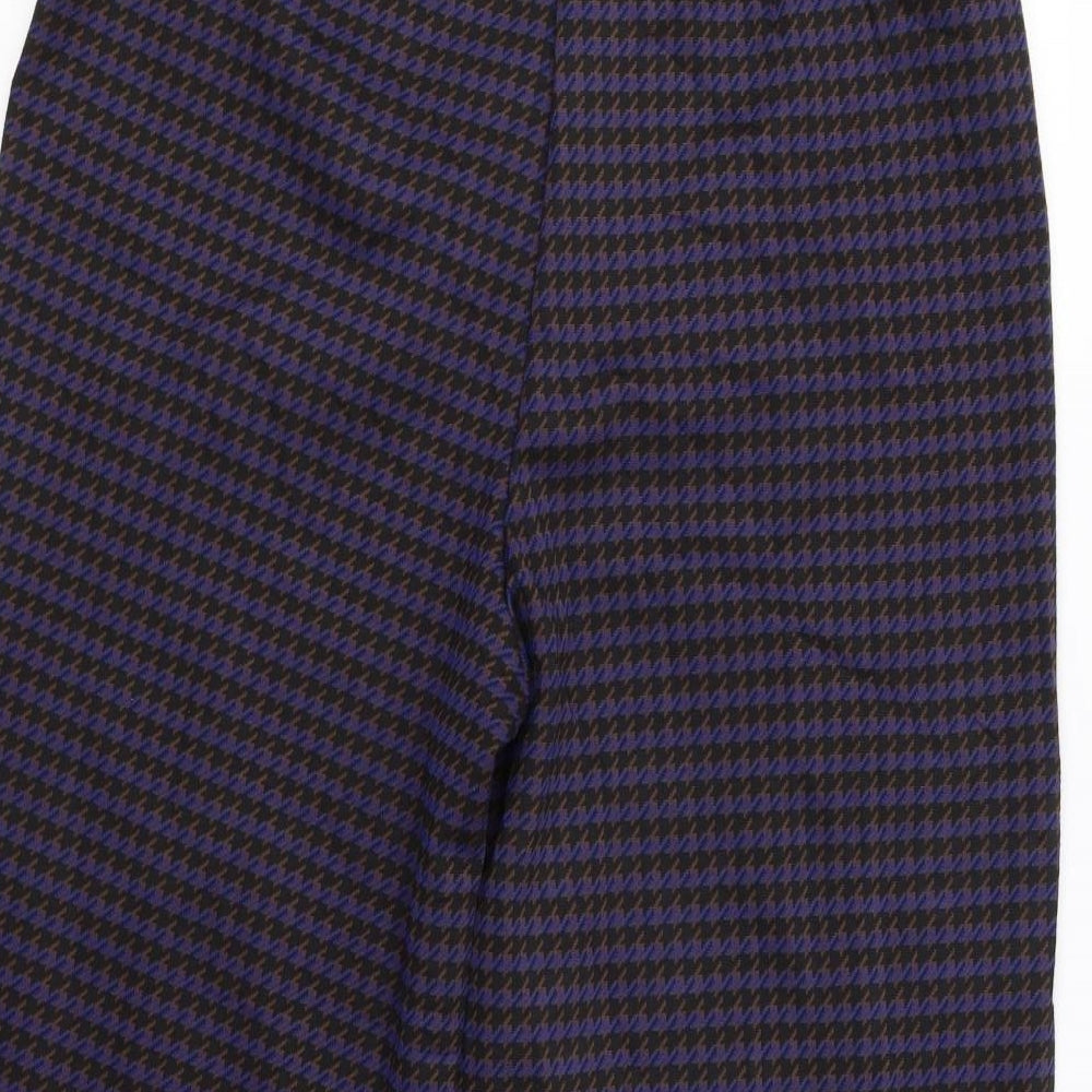 M&S Womens Blue Houndstooth  Trousers  Size 16 L25 in