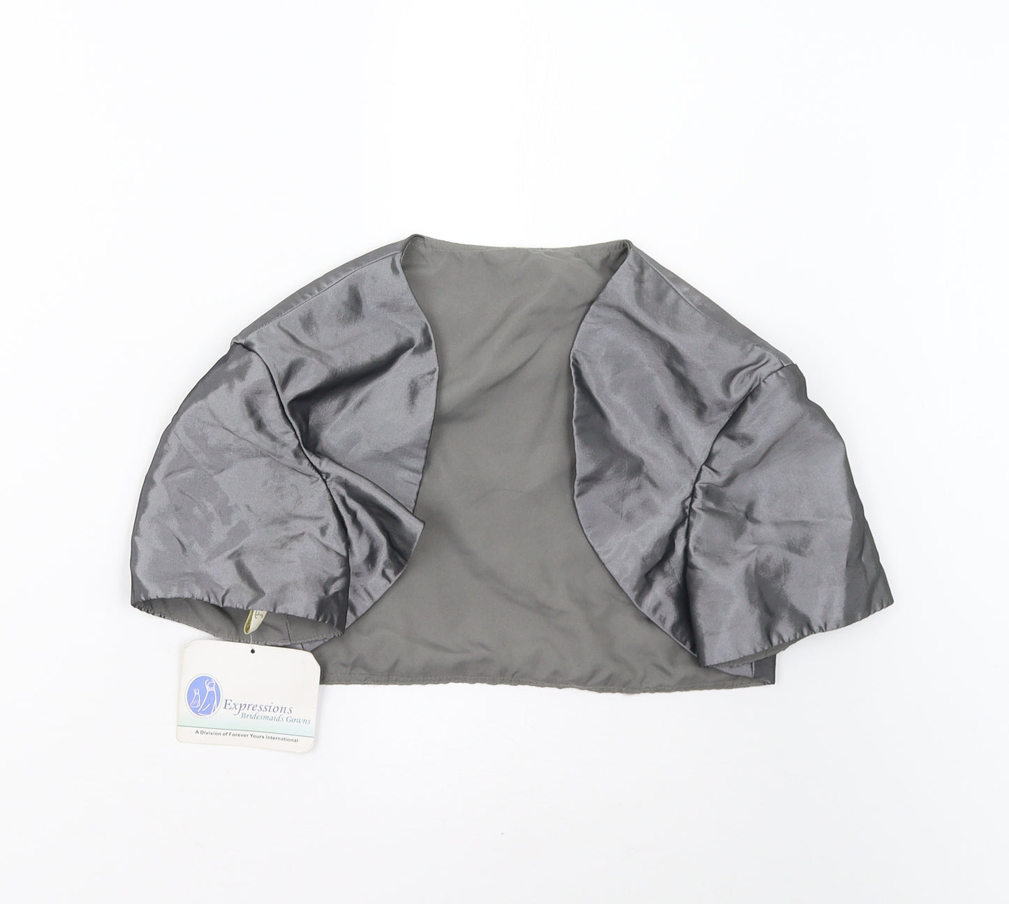 Forever Yours Womens Grey  Satin  Jacket Size 8  - Bridesmaids Bolero