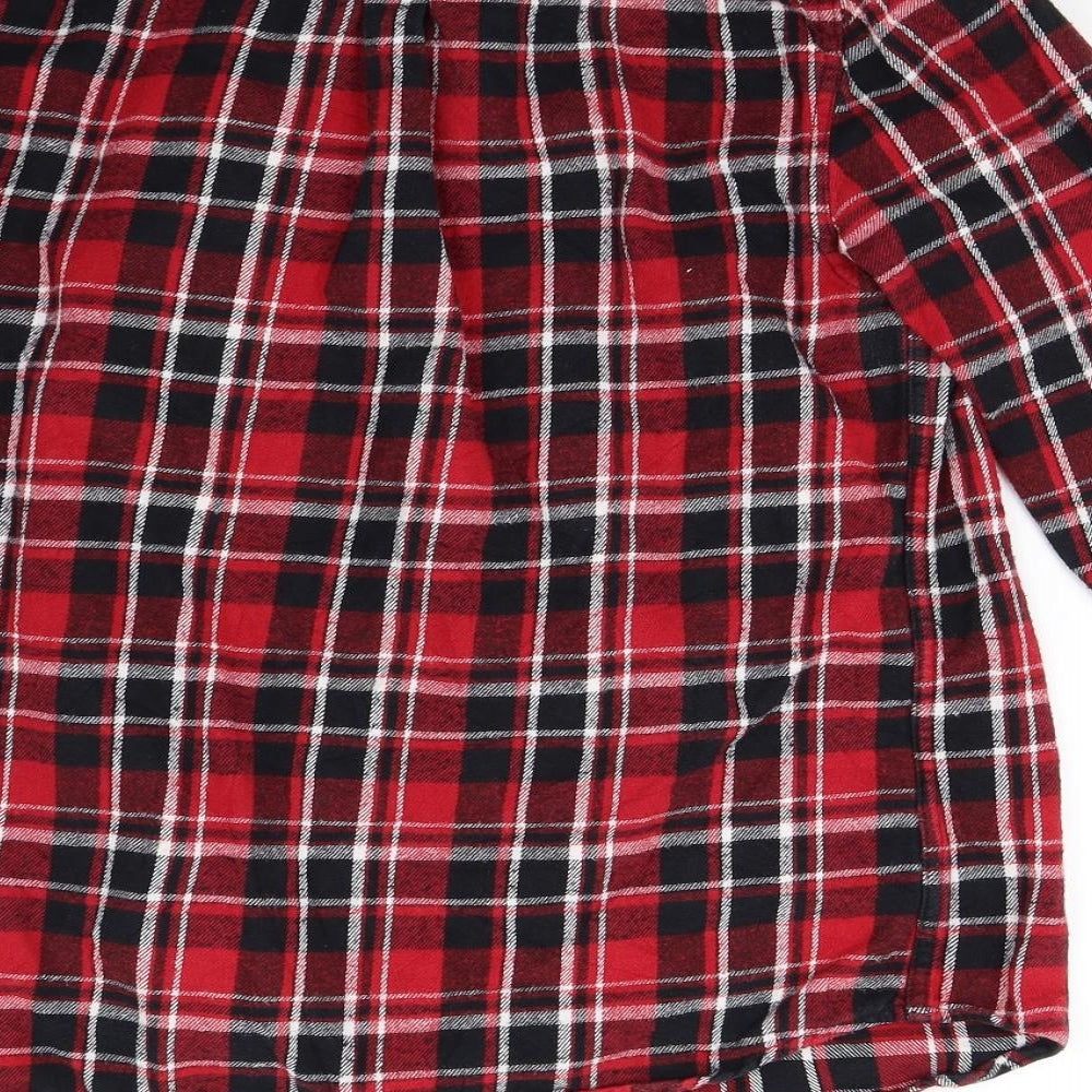 Primark Mens Red Check Flannel  Button-Up Size L