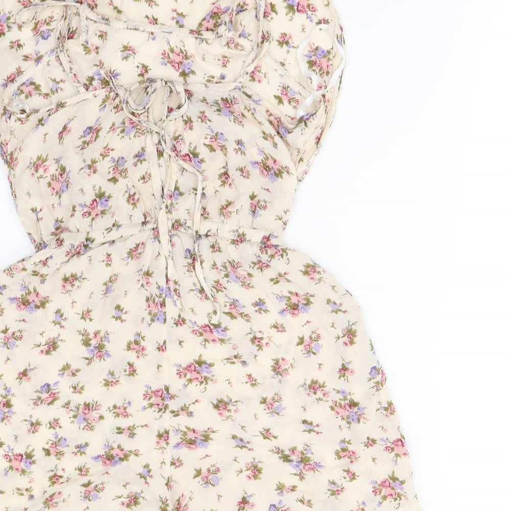 Boohoo Womens Multicoloured Floral  Playsuit One-Piece Size 8