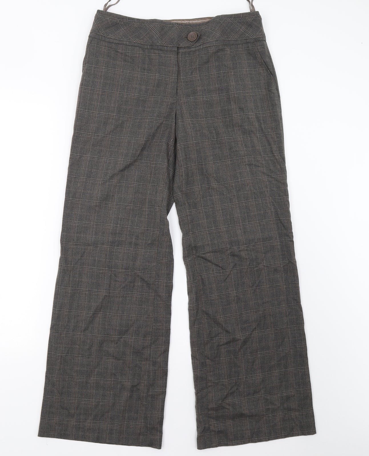 NEXT Womens Brown Check  Trousers  Size 12 L30 in