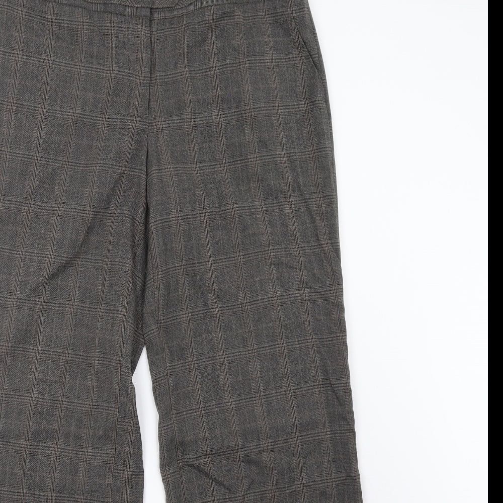 NEXT Womens Brown Check  Trousers  Size 12 L30 in