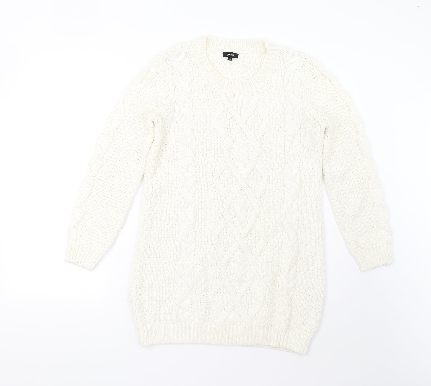 Papaya Womens White  Knit Pullover Jumper Size 10