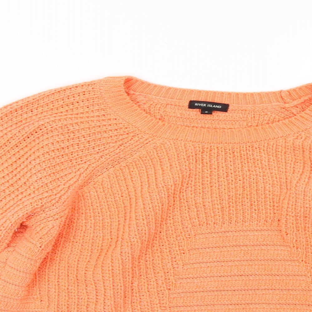River Island Womens Orange  Knit Pullover Jumper Size 6