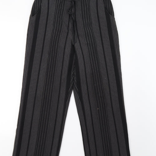 Preworn Womens Black Striped  Trousers  Size 14 L26 in - Short