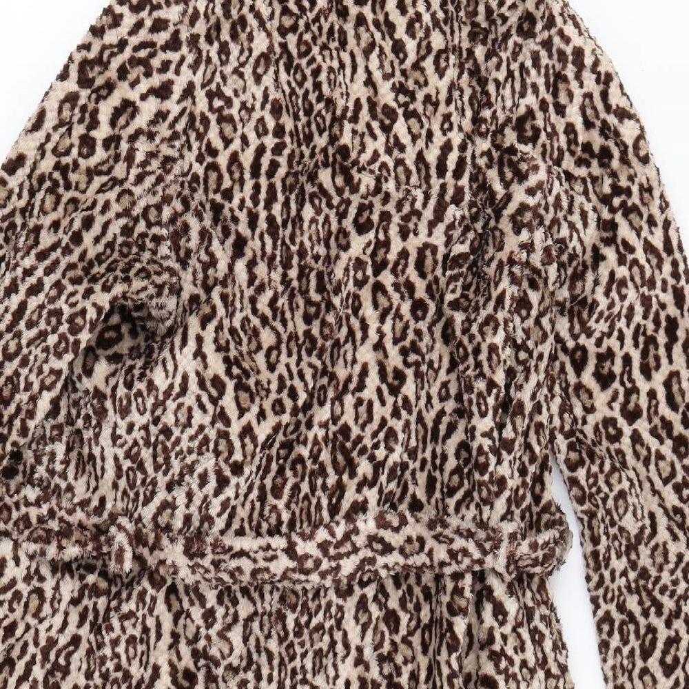NEXT Womens Brown Animal Print Fleece  Gown Size S